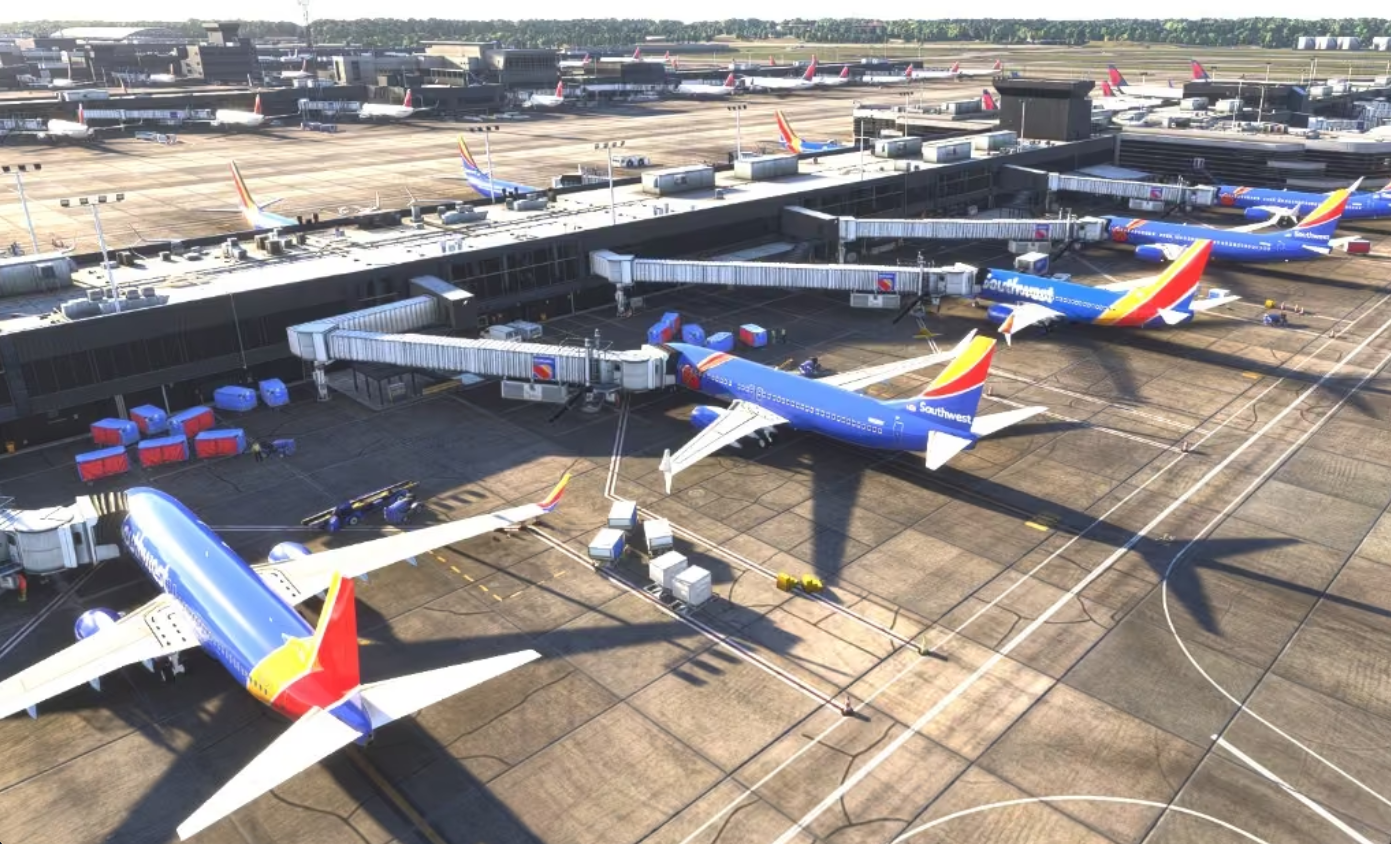 SayIntentions.AI traffic at an airport with animated ground operations